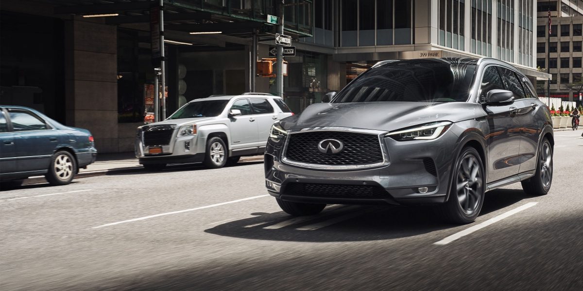 2020 INFINITI QX50 Side And Front View Driving On Road